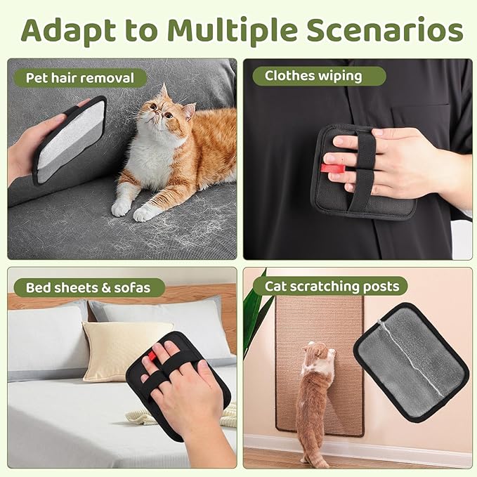 Pet Grooming Gloves, Double Sided Pet Hair Removal Gloves, Cat Dog Hair Removal Gloves, Pet Grooming Gloves Brush Tool for Carpet Couch Clothing Furniture
