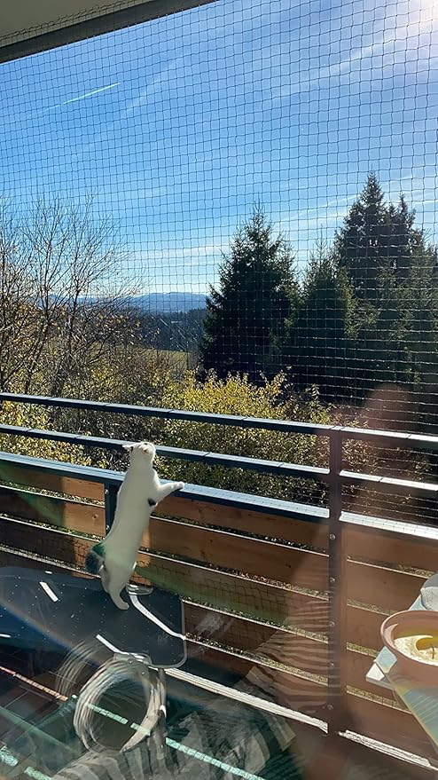 Cat Balcony Net, Pet Safety Fence for Balcony/Stairs/Window - Transparent Nylon Mesh Anti-Fall Netting for Dogs & Cats