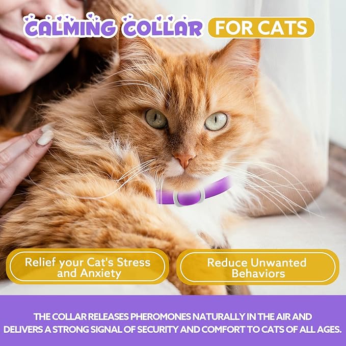 Calming Collar for Cats 4 Pack, Cat Pheromone Collar18 Inch Adjustable Rapid Effect, Breakaway Calming Collars120 Day Purple for Small, Medium Large Cat, Stress Relief & Anxiety Control for Cats
