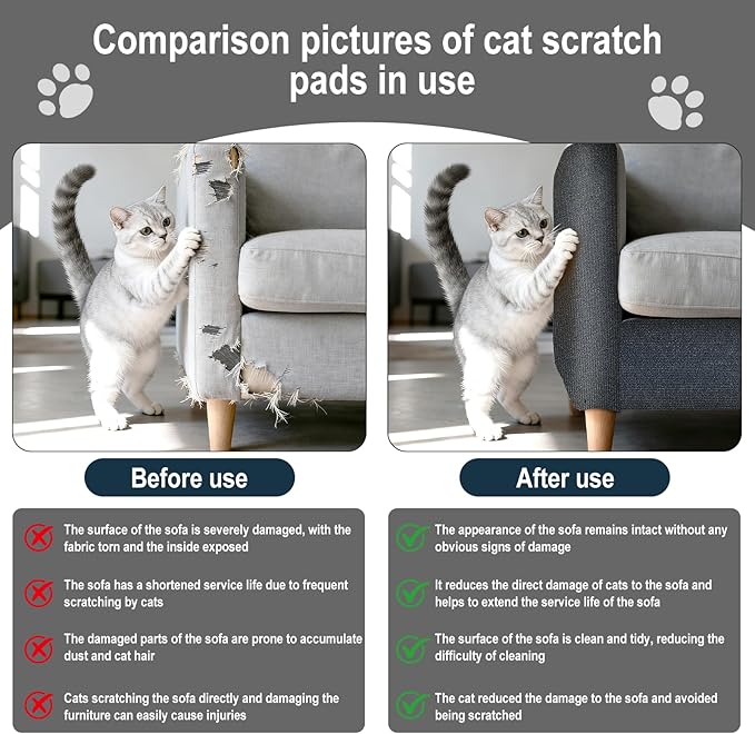 2 Pcs 39.4"X15.8" Cat Scratch Mat for Furniture and Wall Protectors, Trimmable Self-Adhesive Cat Scratch Pads, DIY Cat Scratcher for Covering Cat Tower and Couch Protector (Dark Gray)