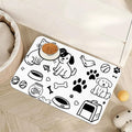 Cute Cat Bird Paw Print Dog Cat Food Mat,Absorbent Pet Feeding Mat with Rubber Backing,Non-Slip Water Bowl Placemat,Indoor Pet Accessories Supplies 12"x20"