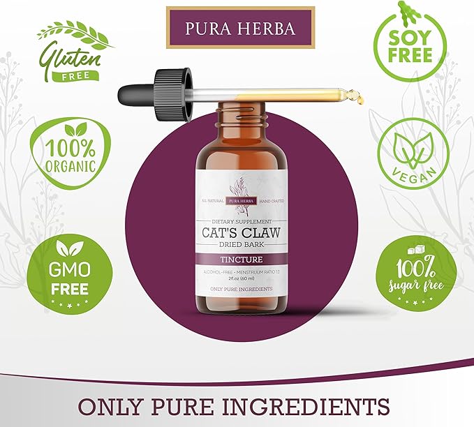Cat’s Claw Liquid Extract | Alcohol-Free, Vegan, Non-GMO, Gluten-Free | 2 oz Liquid Herbal Organic Tincture
