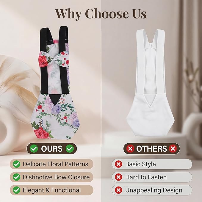 Pet Chicken Diapers,Chicken Goose Duck Loose Tight Belt Diapers Poop Pocket Diapers Peony Flower Pattern for Poultry Pet Used(L)