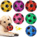 6 Pcs 3.4'' Spiky Squeaker Soccer Ball Dog Toy for Medium Large Dogs Heavy Duty Rubber Chew Toys for Aggressive Chewers Spiky Ball Fetch for Training Clean Teeth Outdoor