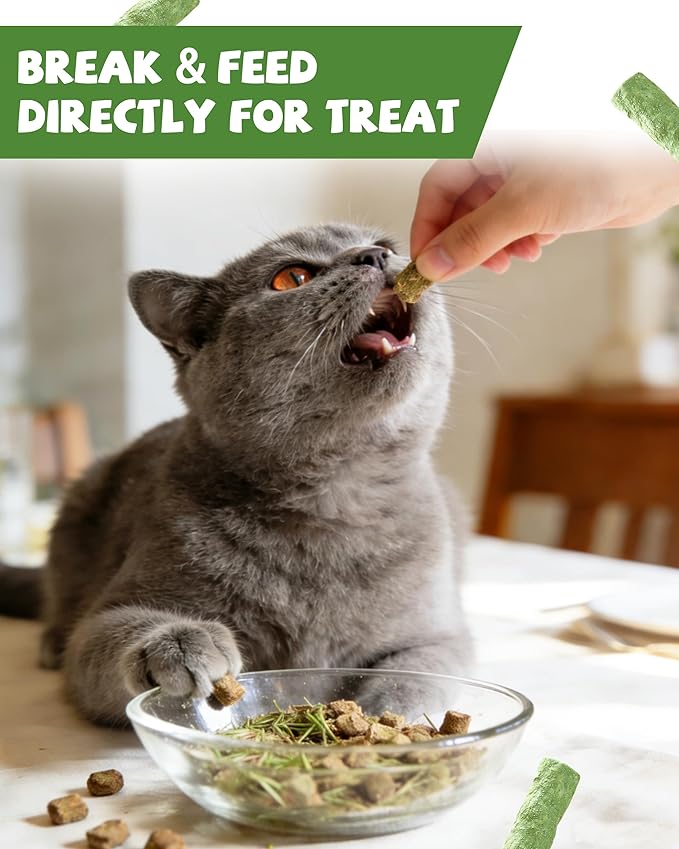 PAWUP Freeze Dried Chicken Cat Treats, Cat Grass Added, High-Fiber Hairball Care & Digestive Support Snacks for Indoor Cats, 3.8oz