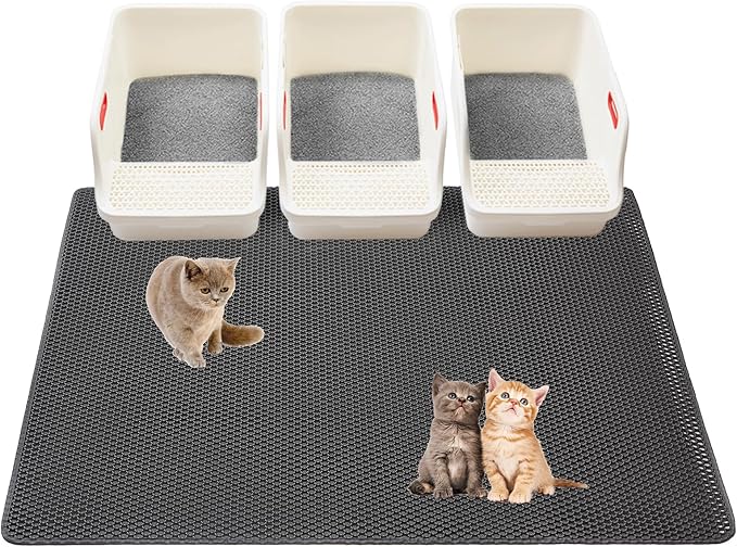 Cat Litter Mats-Extra Large 47''x36'' Litter Trapping Mat for Cat-XXL Litter box Matt for Floor-2 Layer Catcher Rug for Pet kitty Litterbox-Waterproof Urine Proof,Non-Slip