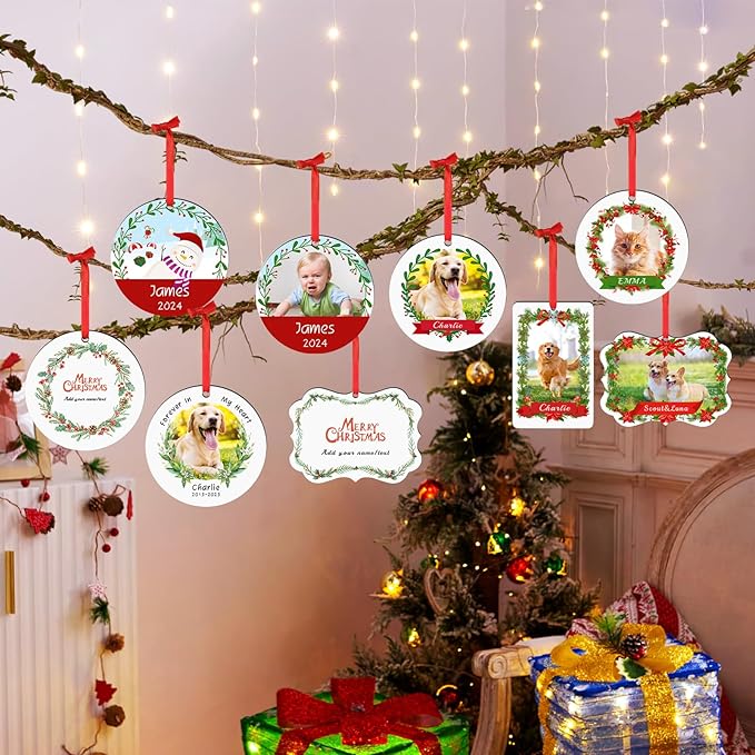 Personalized Christmas Ornaments 2026 Pet Memorial Gifts for Christmas Tree Custom Dogs Picture Photo Name Ornament Customized Cat Pet Xmas Decoration Gifts