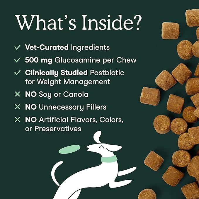 Fera Pets Hip & Joint Supplement for Dogs with Glucosamine, MSM, Chondroitin, & Green Lipped Mussel - Supports Healthy Joints and Weight Management - 30 Soft Chews