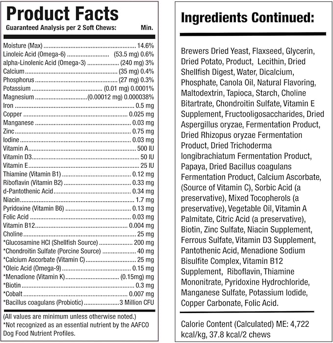 Larry 8-in-1 Multivitamin Dog | Heart, Digestion, Liver, Skin, Coat, & Joint Support for Dogs | Dog Vitamins with Vitamins, Minerals, Omegas, & Glucosamine Chondroitin | 60 Soft Chews