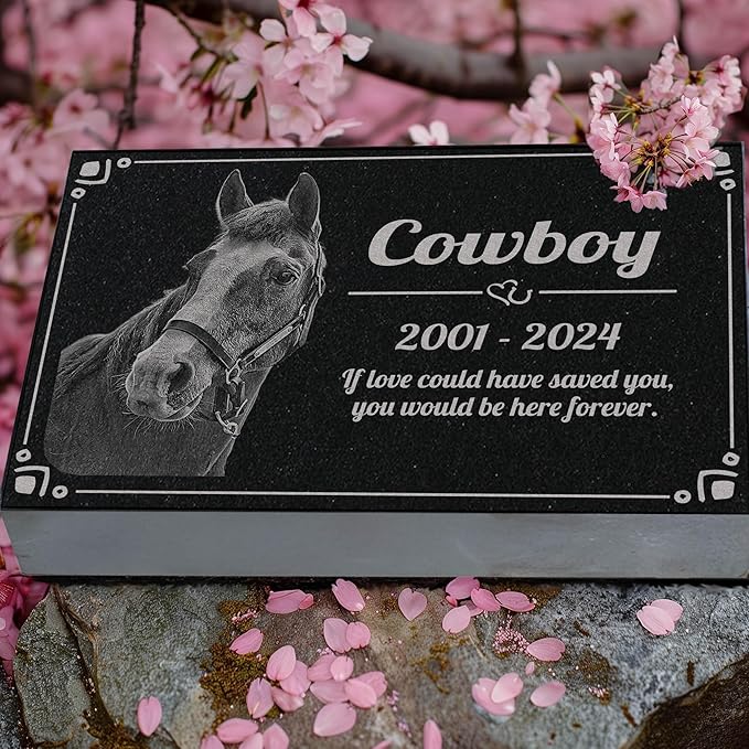 Pet Grave Marker Memorial Personalized Dog Paw Heart Pet Headstones Custom Engraved Absolute Black Granite Garden Plaque Engraved with Dog Cat Name Dates