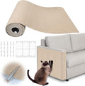 Cat Scratch Furniture Protector - 78.7" x 17" Trimmable Self-Adhesive Cats Claws Scratch Pads, DIY Cat Climbing Couch Protector for Scratch Post Cat Tree Replacement Indoor (Khaki)