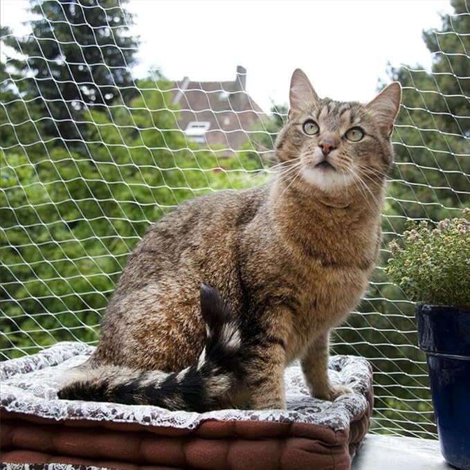 Cat Balcony Net - Cat Safety Net for Balcony | Anti Fall Pet Fence Nets | Pet Anti-Escape Net | Transparent Pet Protection Net | Steel Wire Protective Cover for Balconies Window Enclosures