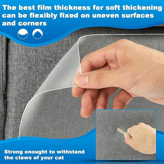 Anti Cat Scratch Furniture Protectors from Cats Scratching Stop, 12 Pack Self-Adhesive Single Side Couch Sofa Corner Protector from Cat Claws