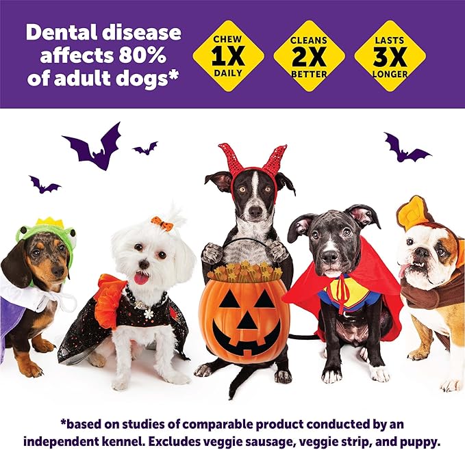 Wellness WHIMZEES Fall Dog Dental Treats, Autumn Natural Chews for Dogs, Medium Size Stick, (6 Count)