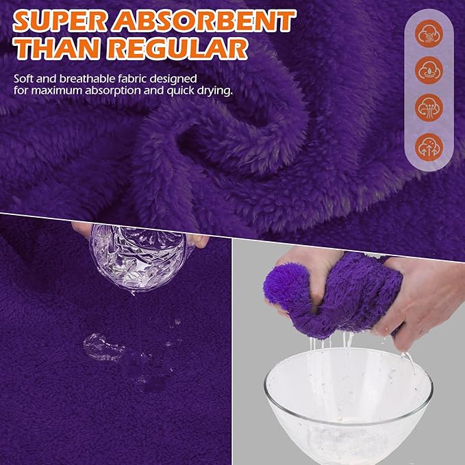 EXPAWLORER Soft Dog Bathrobe with Hood, Super Absorbent & Quick-Drying Dog Towels, Cozy Drying Coat for After Bath,Swimming, Purple L