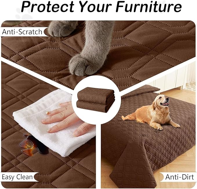 hyha Waterproof Dog Bed Blanket, Soft Pet Blankets, Waterproof Couch Cover for Dogs, Reversible Sofa Covers Washable for Furniture (40x80 Inch, Brown/Chocolate)