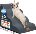 Dog Ramp and Stair for Bed 16" H-20 H,3-Step Cat Stair for Sofa and Chair,4-Step Dog Ramp for High Bed and Window,Durable Nonslip Fabric Cover for Indoor (Dark Grey-20 H, Pet Friendly, 4)