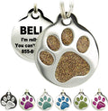 PetANTastic Engraved Cat Tags - Personalized with 4 Lines of Custom Engraved ID, Round Paw Print Stainless Steel Enameled in 6 Colors: Ocean Blue, Aquamarine, Deep Pink, Magenta, Pale Green, Amber