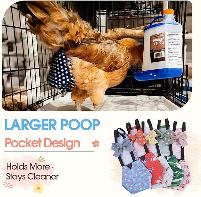 QBLEEV Duck Diapers for Pet Ducks & Chickens, Reusable Chicken Diaper for Indoor Poultry, Waterproof Breathable Baby Duckling Diaper with Elastic Straps, for Ducks Chicks Hens Roosters