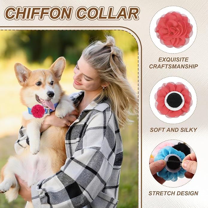 Dog Collar Flowers, Pet Flower Charms Soft Chiffon Cat Collar Bow Tie Floral Grooming Supplies, Intended for Dog