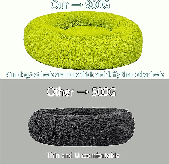Calming Dog Bed for Small Dogs Cats, Kitty Puppy 23'' Round Anti-Anxiety Warm Fluffy Plush Faux Fur Bed, Soft Anti-Slip Donut Washable Small Pet Bed, Cozy Cat Puppy Bed, Fits up to 30 lbs Pets