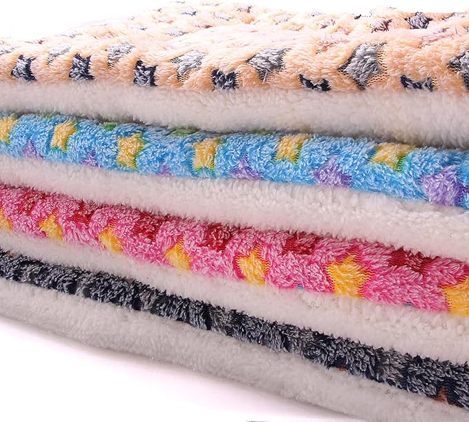 FJWYSANGU Fluffy Pet Cat Blanket Soft Coral Velvet Pet Puppy Cushion Mat Warm Cover Soft Pad Mat(Star V2/Dark Blue,Large)