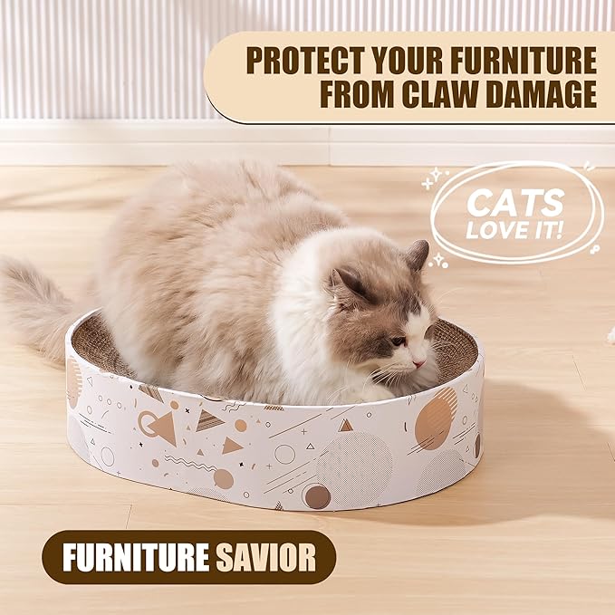 Oval Sturdy Cat Scratching Cardboard Pad Breathable Cat Scratch Pad, Cat Scratching Cardboard for Indoor Cats, Furniture Protecter