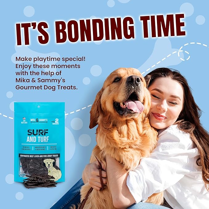 Mika & Sammy's Gourmet Beef Liver Jerky Dog Treats Made in The USA. (Surf & Turf 12 oz)
