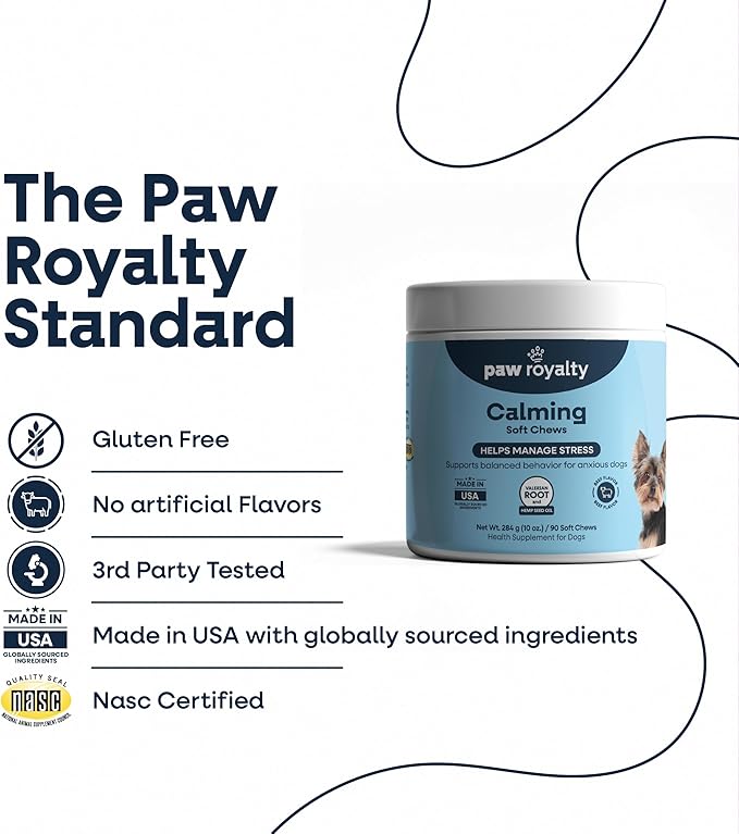 Calming Support for Dogs | Valerian Root, Chamomile, L-Tryptophan & Melatonin Formula | Beef Flavor Soft Chews for Dogs, 90 Count | Daily General Wellness Support