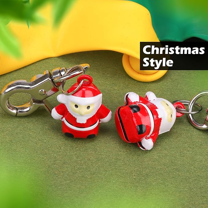 EXPAWLORER Christmas Cat Bell 2 Pack - Santa Pet Collar Accessories Bells Loud with Claw Buckle, Holiday Collar Charm Jingle Pendants Ornament, Save Birds Tracker, Xmas Neck Decoration for Cats Dogs