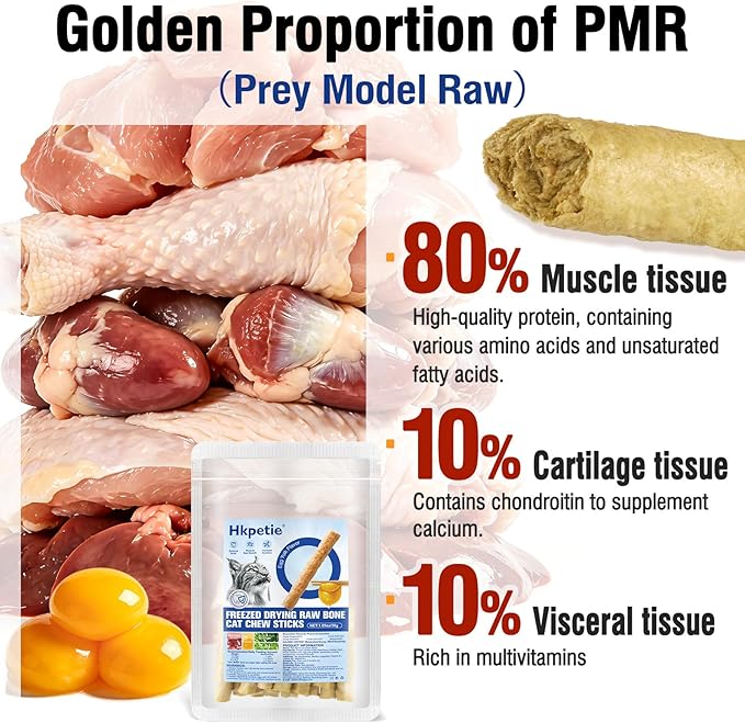 150g Freezed Dried Cat Dental Treats Egg Yolk Flavor, Cat Chew Stick for Freshens Breath and Reduce Tartar, Feline Teething Sticks Cats Treats Snack