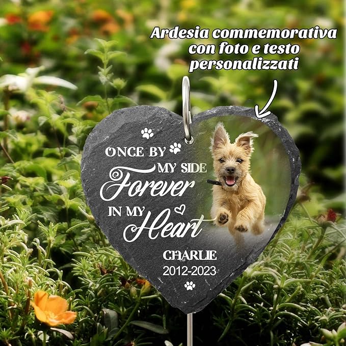 Engraved Pet Memorial Garden Stone with Stake, Custom Dog/Cat Loss Gift, Honor Your Beloved Pet, Personalized Outdoor Remembrance Gifts