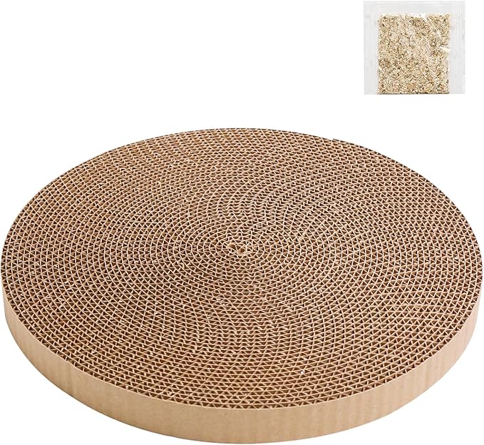 Round Cat Scratcher Replacement Pads -Circle Cat Scratcher Pad Cardboard Cat Scratchers Refill 10 inch Diameter 7/8 inch Thickness Pet Supplies, Relieves Stress, Supports Pet Behaviors, 1 Count