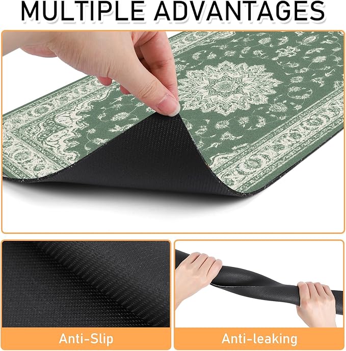 Dog Cat Food Mat - Absorbent Anti Slip Dog Bowl Mats for Food and Water, Quick Dry Cat Feeding Matts for Floors, Diatomite Pet Dish Placemat Accessories Supplies, Bohemia Style, 17 * 30in