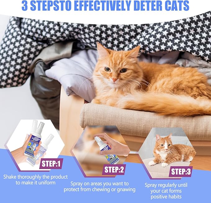 Cat Deterrent Spray - Cat Scratch Deterrent Spray for Furniture Protection, Effective Training Aid with Natural Ingredients - Non-Toxic Formula for Cats and Kittens Light 7.0 fl.oz
