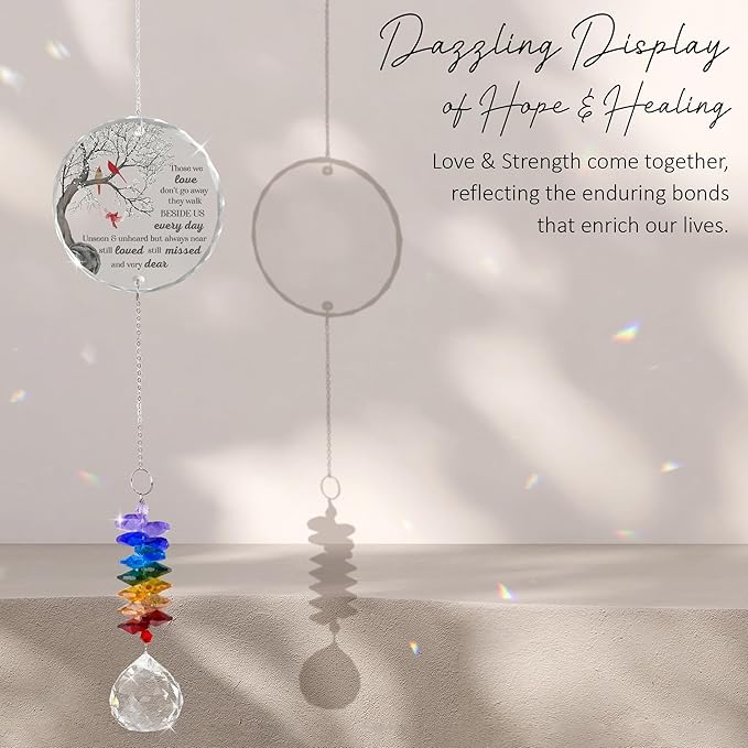 Memorial Suncatcher Ornament Sympathy Gift for Loss of Loved One - Crystal Rainbow Maker - Those we Love Don't go Away - Hanging Crystal Decor - Loss of Family Pet