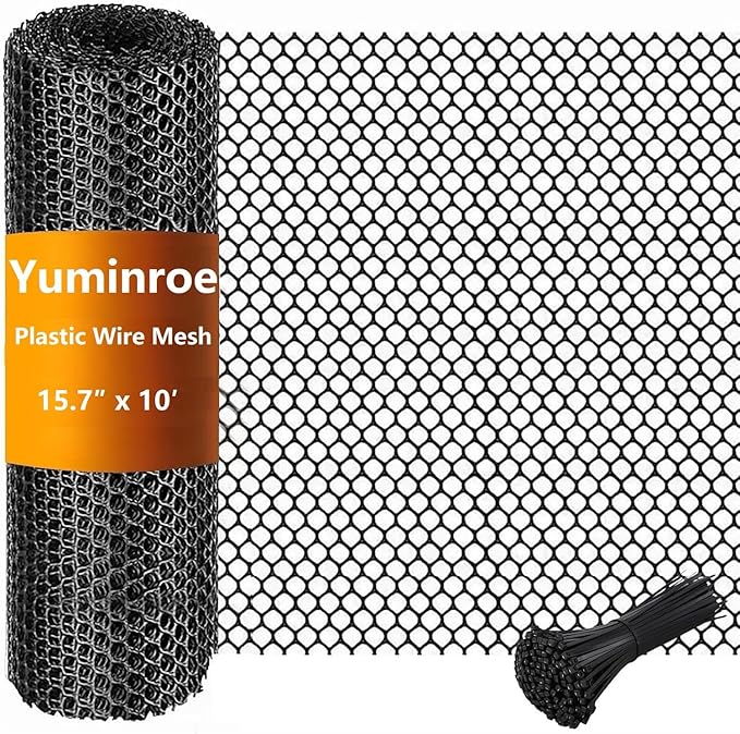 Plastic Chicken Wire Mesh Fencing, 15.7IN x 10FT Rigid Plastic Wire Mesh Fence Roll, Garden Balcony Fencing Barrier Netting for Farms, Poultry, Yards, Dog, Cat (0.4m x 3m)