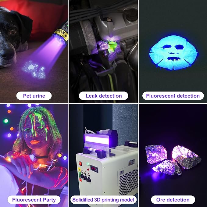 DARKBEAM UV Flashlight 395nm Black Light, 3 LEDs 20W Powerful Ultraviolet Flashlights Rechargeable, Mini Woods Lamps Long Life for Resin Curing, Pet Urine Detection, UV Nail Glue, AC Leak