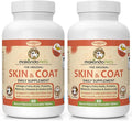 Skin and Coat Supplement with Fish Oil and Omega 3 for Dogs and Cats - Dog Itch Relief Pet Supplement for Shedding, Dry Itchy Skin and Allergies - Dog Allergy Treatment Vitamins (2-Pack, 120 Tabs)