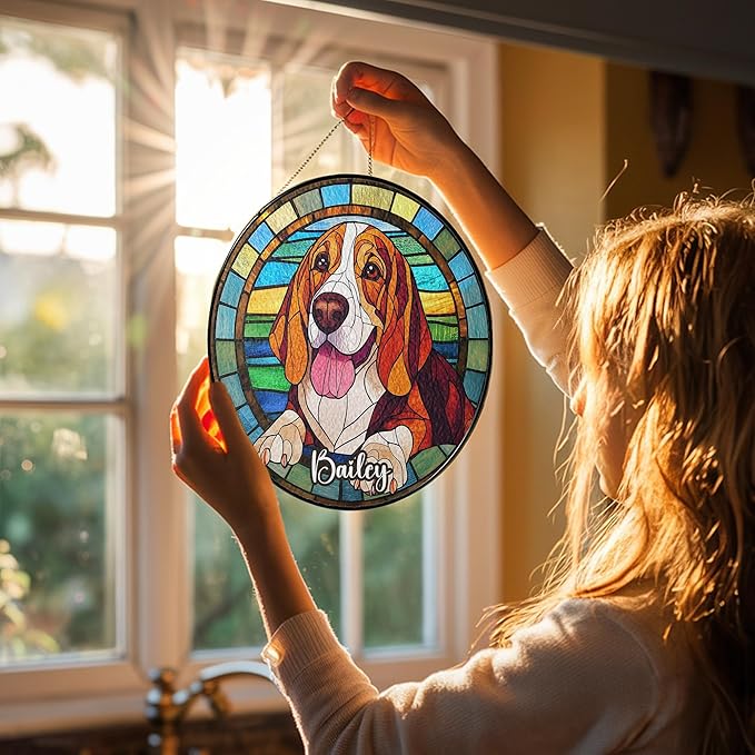 Custom Cat Portrait Art Suncatcher Stained Glass Remembrance Gift Cat Indoor Decor Window Hanging Dog Pet Bereavement Keepsake Loss of Pet