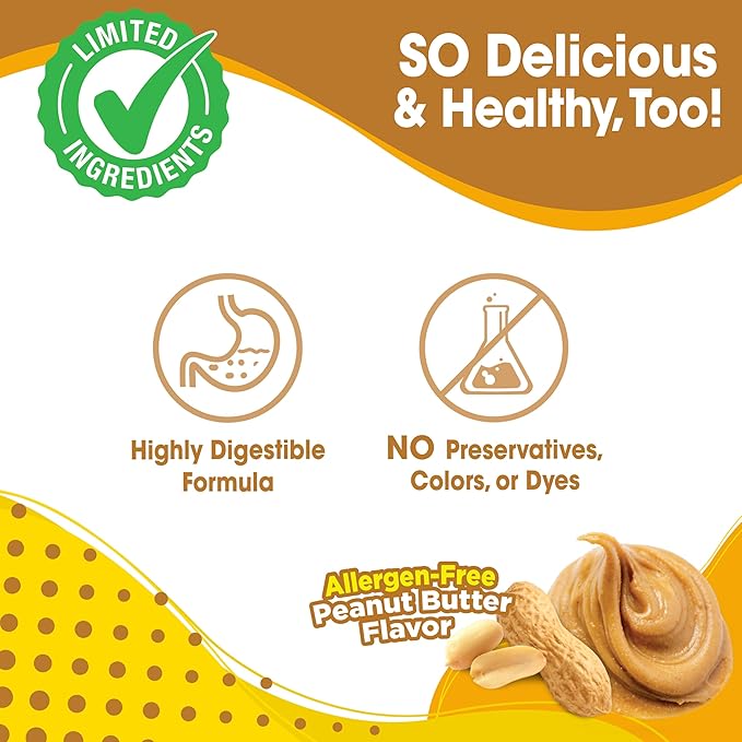 Nylabone Nubz Natural Dog Chews, Peanut Butter Flavor Treats for Large Dogs, Long Lasting Dog Chew Bones Made in the USA, Rawhide Free, for Dogs Over 30 lbs. (18 Count)