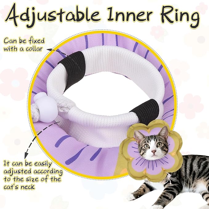 EXPAWLORER Cat Cone Collar Soft, Cat E Collar Recovery After Surgery to Stop Licking, Adjustable Waterproof Cute Neck Elizabethan Pet Kitten Puppy Donut Pillow for Cats Puppy Wound Healing, Greens