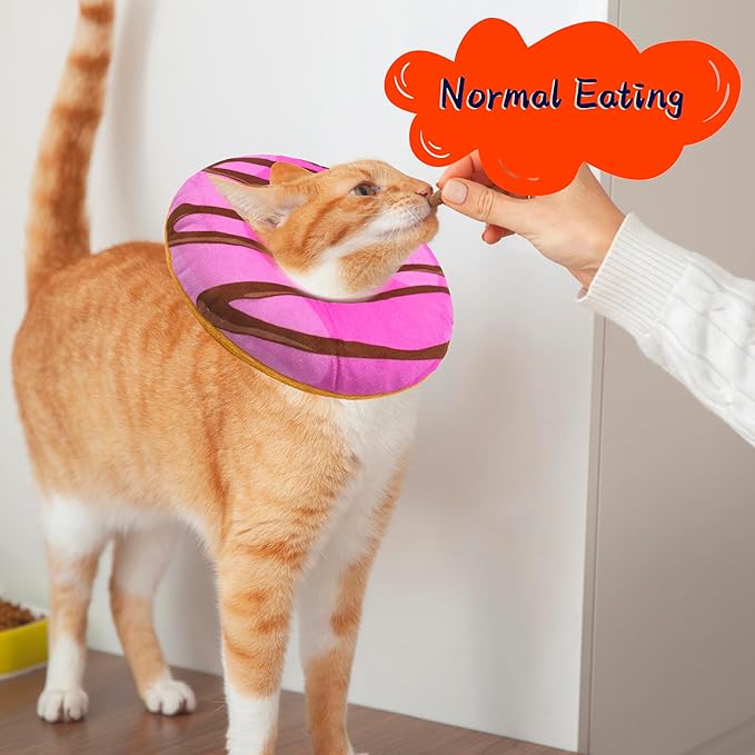 Seyezo Cat Cone Collar Soft, Adjustable Cat Recovery Collars to Stop Licking, Cute Donut E Collar After Surgery, Anti-Lick Wound Healing Elizabethan Collar for Kittens (Pink, Large)