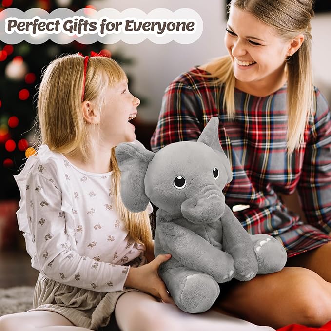 BRICHOEE Weighted Stuffed Animals, 5lbs Elephant Plush Sensory Weighted Elephant Stuffed Animals, Cute Plush Toy Calming Plushie Pillow Birthday Gifts for Adults Baby Kids Boys Girls