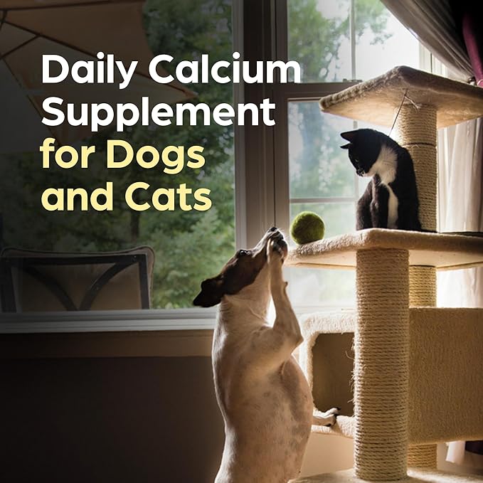 Pet-Cal Calcium, Phosphorous, and Vitamin D Supplement for Dogs & Cats, Daily Dietary Support, Palatable Chewable Tablets, 60 Count Bottle