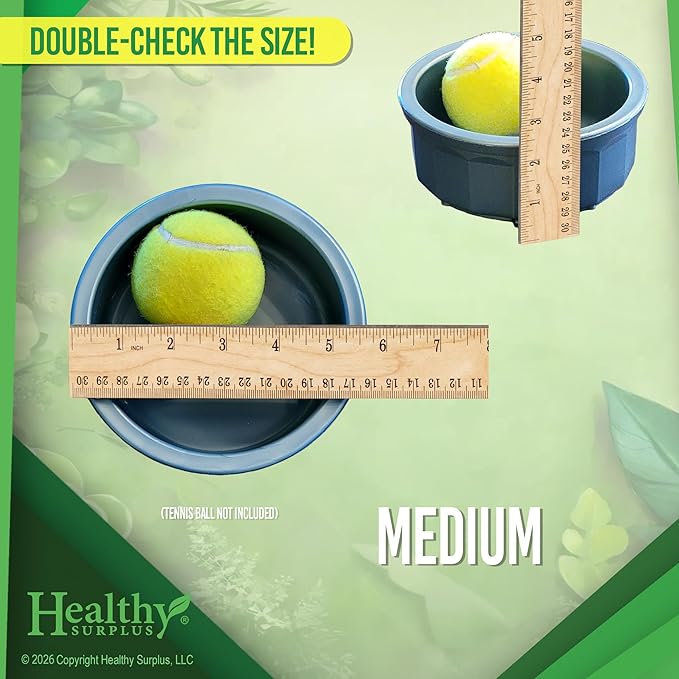 Pet Crock Bowl – Thick Durable Plastic Non-Tip Food & Water Dish for Dogs, Cats & Small Animals - 5.6 Inch Diameter – Indoor/Outdoor – Chew Resistant, Easy Clean (Green, Medium 16oz)