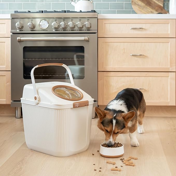 Harry Barker Small Modern Dog Bowls, 2-Pack Eco-Friendly Plastic Pet Food & Water Bowls, Non-Slip Base, Dishwasher Safe, BPA-Free, Neutral Design