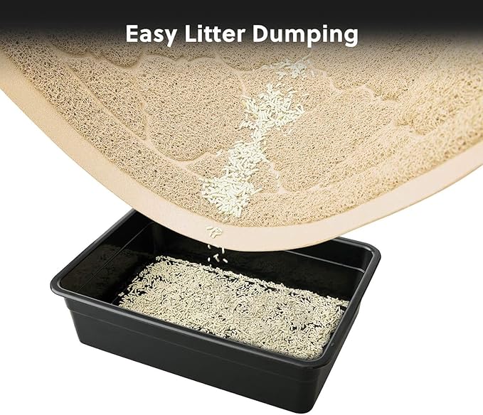 WePet Cat Litter Box Mat, Kitty Premium PVC Pad, Durable Trapping Rug, Phthalate Free, Urine-Resistant, Scatter Control, L 35 x 23 Inch, Beige