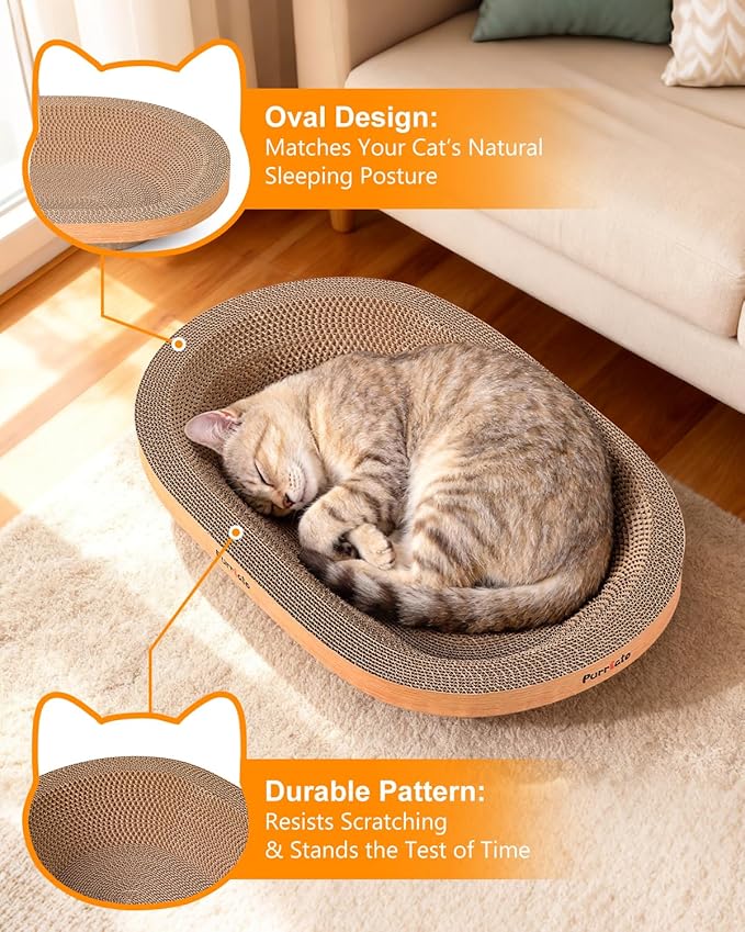 4PCS Cat Scratcher Bowl Set, Durable Cardboard Cat Scratcher Bed, Beginner-Friendly for Cats, No Shedding, Oval Lounger Design, Eco-Friendly & Long-Lasting
