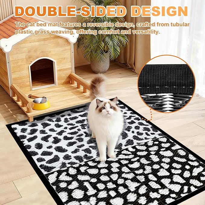 4x3 Feet Cat Bed Mats, Stain-Resistant, Washable and Easy to Clean, Reversible for Double-Sided Use, Convenient Design, Suitable for Both Outdoor and Indoor